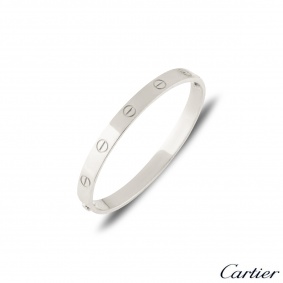 Cartier White Gold Plain Love Bracelet Size 16 B6035416 Cartier White Gold Plain Love Bracelet Size 16 B6035416